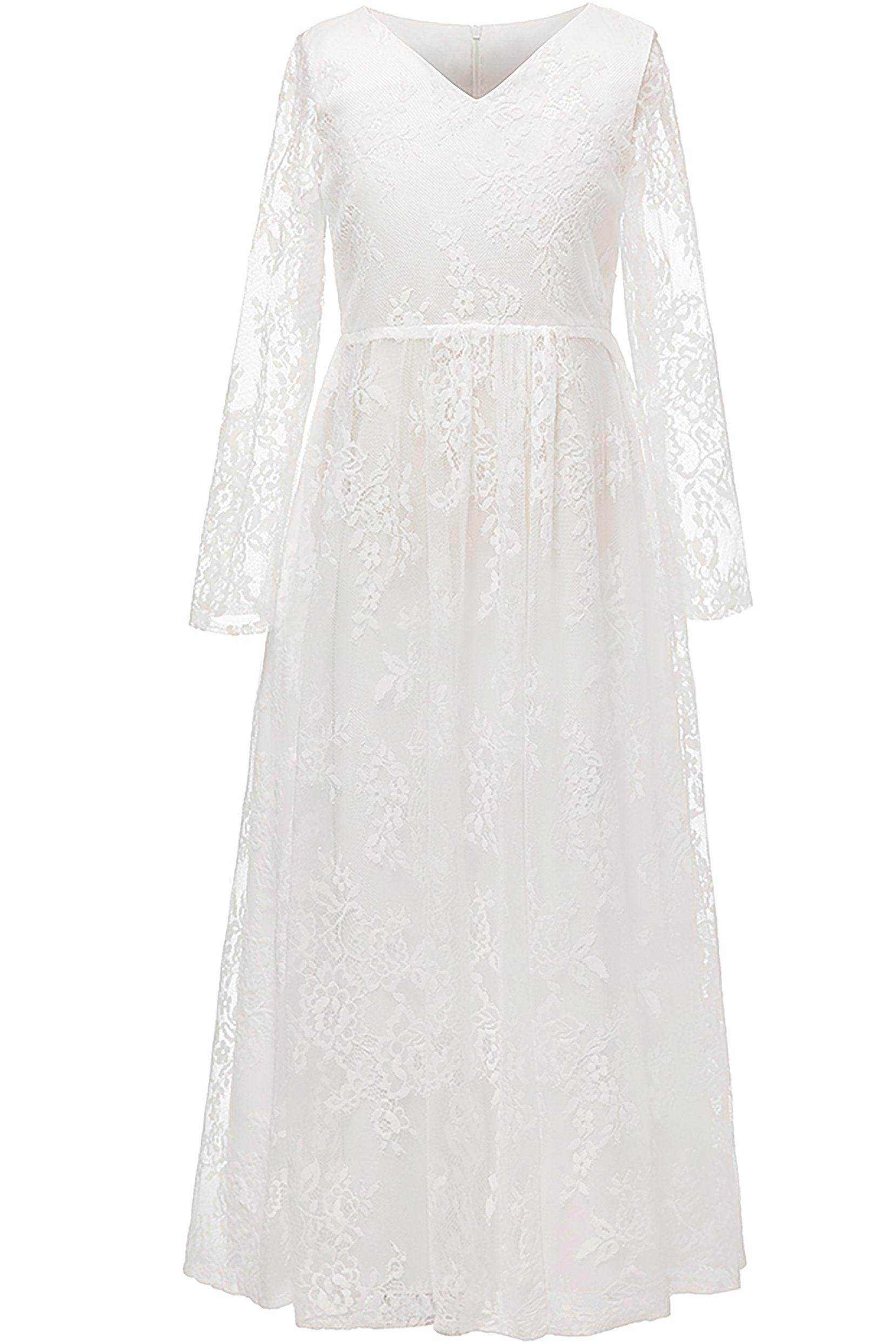 A-Line Floor Length Lace Flower Girl Dress CF0301 - COCOMELODY